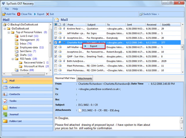 Export OST to PST File in Outlook 3.6